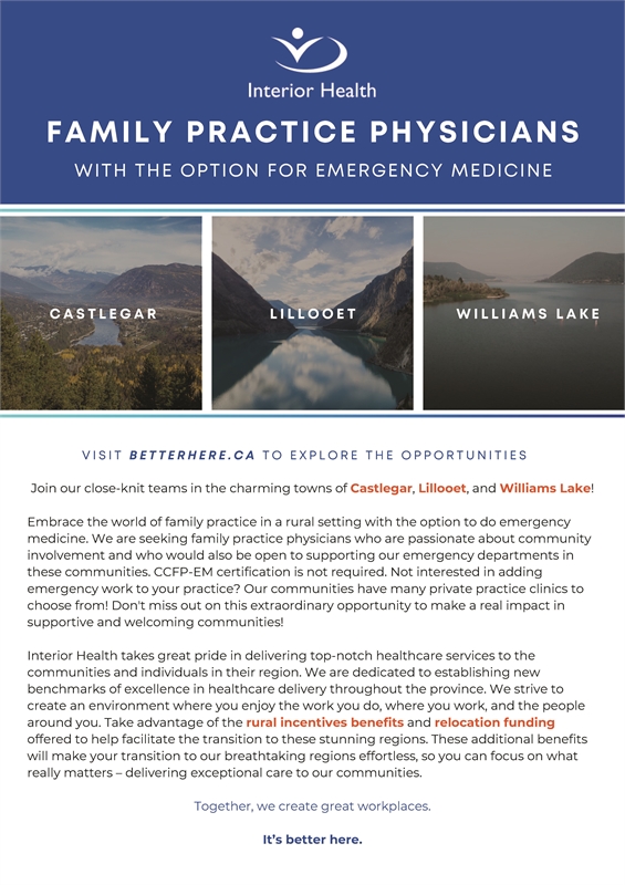 FAMILY PRACTICE PHYSICIANS WITH THE OPTION FOR EMERGENCY MEDICINE